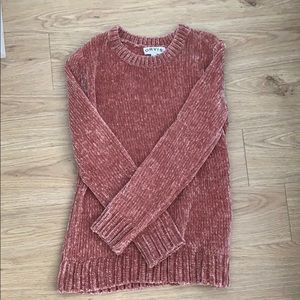 Chenille satin pink sweater